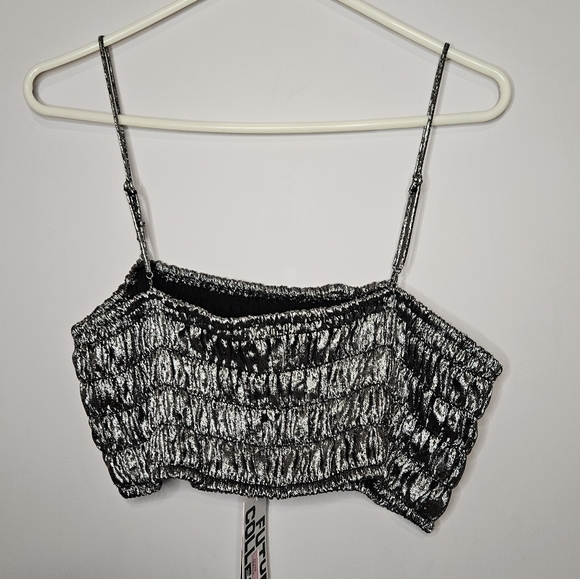 Future Collective metallic silver crop top - Picture 2 of 3